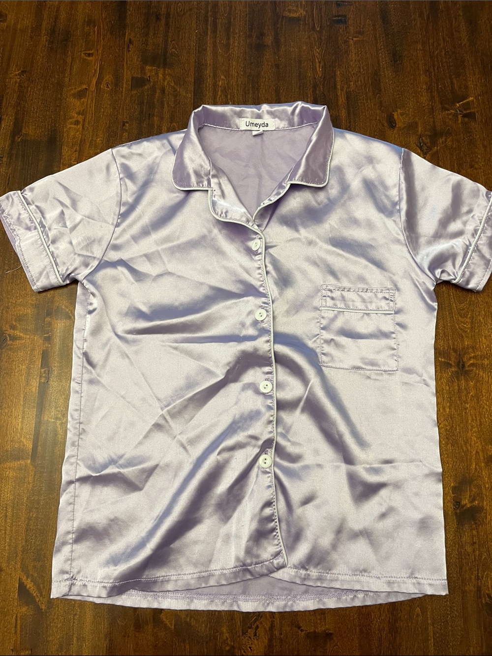 Girls' Lavender Satin Short Sleeve Pajama Set